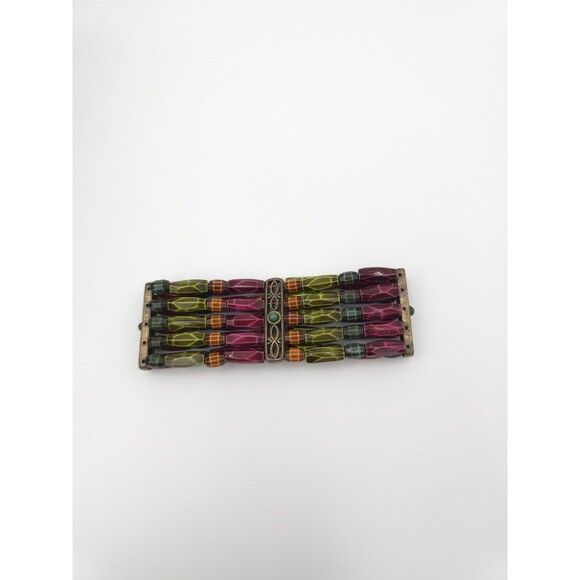 Multicolor Acrylic Beaded Necklace With Faux Turquoise & Stretch Bracelet - Picture 9 of 13